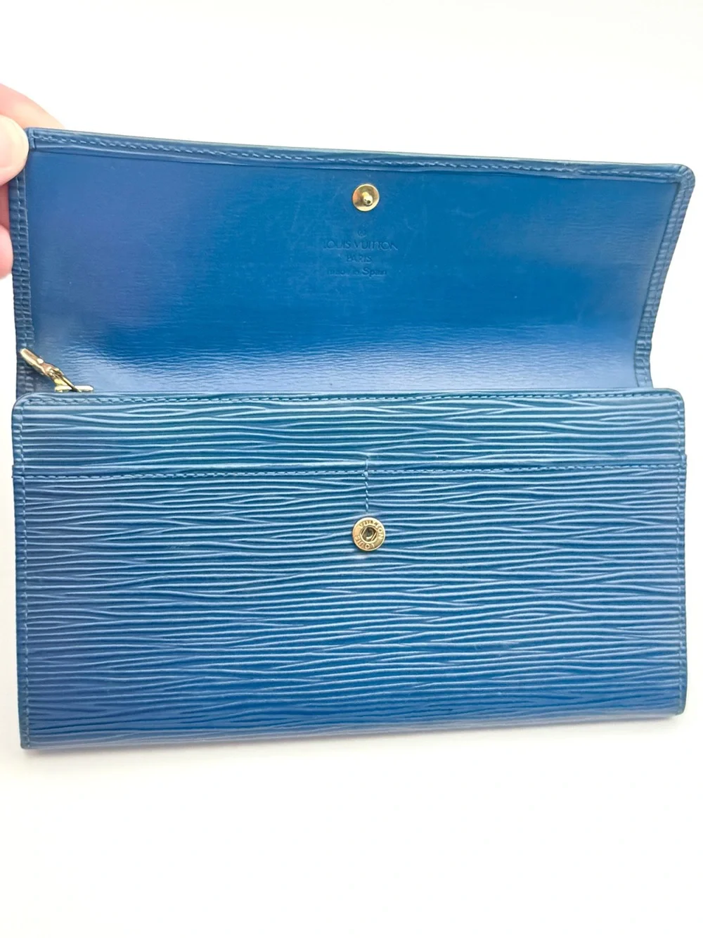 Louis Vuitton Toledo Blue Epi Leather Pochette Portefeuille Long Wallet Vintage